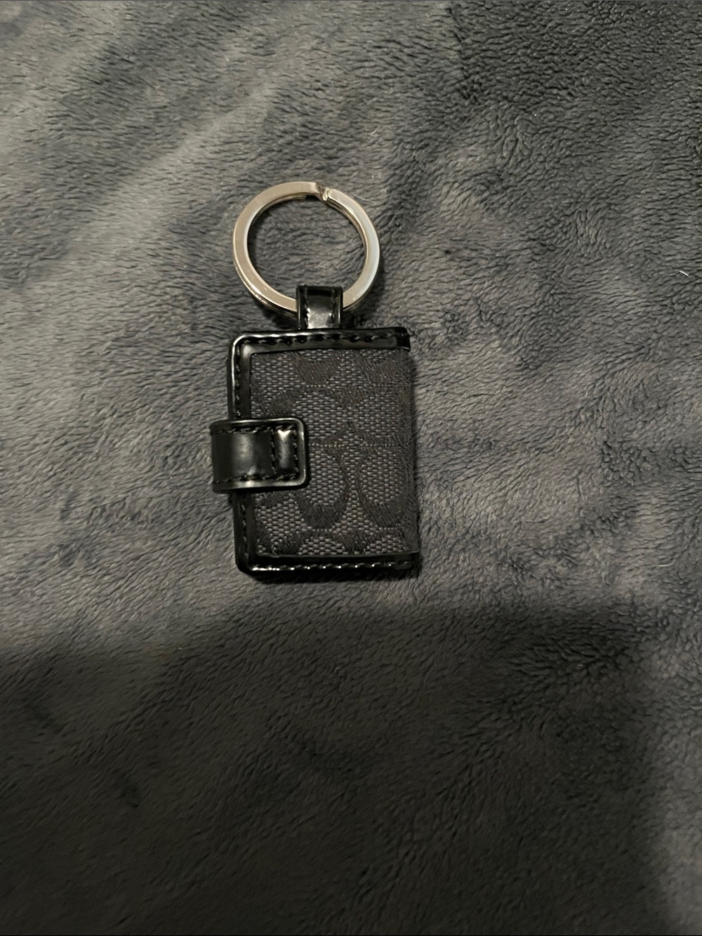 Coach Black Leather Signature Key & Card Holder Keyring - Picture 3 of 3